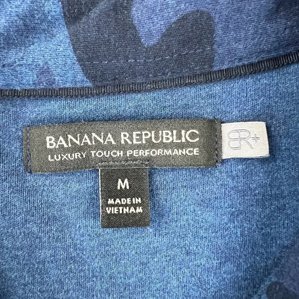 Banana Republic Luxury-Touch Performance Golf Polo Shirt Blue black camo size M